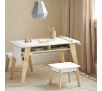 SoBuy KMB92-GR Mesa infantil con 2 sillas Grupo de asientos para niños con espacio de almacenamiento para niños Grupo de asientos para niños Blanco Verde Verde claro