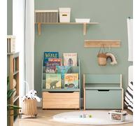 SoBuy KMB95-GR Estantería infantil con 4 estantes y cofre de juguetes extraíble Verde Natural BHT aprox. 62x80x30cm Verde claro