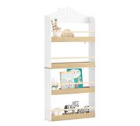 SoBuy Librería Infantil 4 Estantes Soporta hasta 5kg/Estante 60x130x15cm | estantería con barras anti-caída, esquinas redondeadas, antivuelco, MDF y pino KMB121-WN
