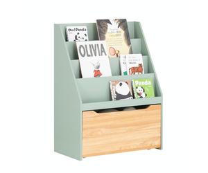 SoBuy Librería Infantil con Cajón 4 Estantes 62x30x80cm | estantería organizadora con cajón sobre ruedas, MDF E1, esquinas redondeadas KMB95-GR