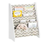 SoBuy Librería Infantil Montessori Estantería Libros Infantil con 4 Estantes y 3 Bolsillos de Tela Biblioteca para Almacenaje de Libros y Juguetes Gris 63x28x76cm KMB50-HG