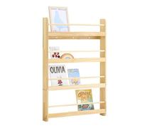 SoBuy Libreria Infantil Montessori con 4 Estantes para Libros 80x12x118cm | Estanteria Pared con Protección Anticaída, Estanteria Libros Infantil Montaje en Pared o en Suelo, Natural, KMB08-N