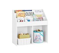 SoBuy Libreria Infantil Montessori con 5 Compartimentos 68x30x68cm | Estanteria Libros Infantil con 3 Estantes y 2 Compartimentos Abiertos, Estanteria Montessori Juguetes, Blanco, KMB01-II-W