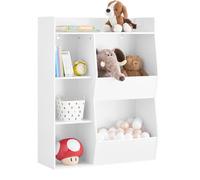 SoBuy Libreria Infantil Montessori con 5 Estantes 80x34x104cm Infantil | Almacenaje Juguetes con Estante Superior, Estanteria Libros Infantil en PB (E1), Protección Antivuelco, Blanco, KMB55-K-W