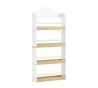 Sobuy librería infantil montessori estantería libros infantil biblioteca con 4 estantes organizador juguetes estanteria habitacion niños blanco y natural 60x15x130.5 cm kmb121-wn 15 cm