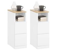 Sobuy lote de 2 mesitas de noche estrechas con 2 cajones y estante, 35x20x60 cm, blanco fbt149-wnx2