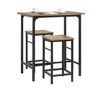 SoBuy Mesa Alta 2 Taburetes, Ahorro Espacio & Industrial, 80×87×50cm | Set Taburetes Bar, mesa 60 kg/taburete 100 kg carga, fácil limpieza, MDF/acero, cocina & comedor & balcón, OGT10-PF