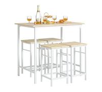 SoBuy Mesa Alta 4 Taburetes, Ahorro Espacio & Industrial, 100×87×60cm | Set Taburetes Bar, mesa 60 kg/taburete 120 kg de carga, fácil limpieza, MDF/acero, cocina & comedor & balcón, OGT11-WN