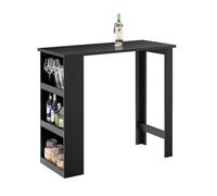 SoBuy Mesa Alta de Cocina, 3 Estantes a Izquierda/Derecha, 112×106×57cm | Mesa de Bar Alta, carga: mesa 50 kg/estante 5 kg, patas niveladoras, PB/MDF & metal, cocina & salón & oficina, FWT17-II-SCH
