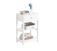 Sobuy mesa auxiliar con 1 cajón consolamesita de noche para salón comedor teléfono o lampara blanco fbt46-w