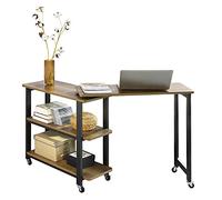 SoBuy FWT83-PF Mesa Auxiliar Giratoria Mesa de Ordenador en Forma de L Escritorio de Esquina en Estilo Industrial 133 x 69 x 30 cm ES