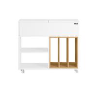 SoBuy Mesa Auxiliar Mesa de Centro con 1 Cajón y 2 Compartimentos Armario de Almacenamiento para Oficina con 4 Ruedas Blanco 70 x 30 x 61 cm FBT134-W ES