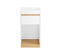 SoBuy Mesa Auxiliar Mesita de Noche con 1 Estante Abierto Mesita para Salón Comedor Dormitorio con 1 Cajón 35 x 30 x 55 cm Blanco y Madera FBT137-W ES