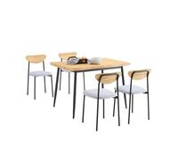 SoBuy OGT52-N juego de mesa de comedor para grupo de comedor mesa de bar de 5 piezas con 4 sillas, cómodas fundas de espuma NATURE