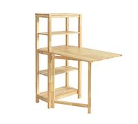 SoBuy FWT70-N mesa de comedor plegable con estante mesa de comedor mesa plegable de madera de caucho escritorio mesa de madera Nature
