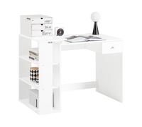 SoBuy Mesa de Escritorio, Mesa de Ordenador con un cajón y 4 estantes,Color Blanco, L 101 x H 76 cm,FWT35-W,ES