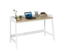 SoBuy FWT41-WN Escritorio, mesa, mesa computadora, mesa oficina blanco/Natural, medidas aprox. 125x80x52cm