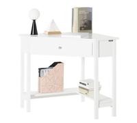SoBuy Mesa de Ordenador, Mesa de Escritorio con un Cajón, Triangular,Blanco,FWT31-W,ES