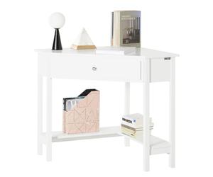 SoBuy Mesa de Ordenador, Mesa de Escritorio con un Cajón, Triangular,Blanco,FWT31-W,ES