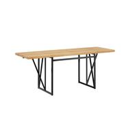 Sobuy | mesa de pared light oak con alas plegables | escritorio plegable con estructura de hierro x | mesa auxiliar abatible de mdf para cocina pequeña | 200×96×76 cm | capacidad de carga 85 kg | fwt1