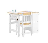 SoBuy KMB60 Juego de mesa y silla para niños de 2 piezas con pegatinas Escritorio para niños DIY con 3 portalápices NATURE