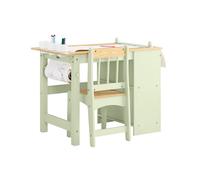 SoBuy KMB60 Juego de mesa y silla para niños de 2 piezas con pegatinas Escritorio para niños DIY con 3 portalápices Verde claro