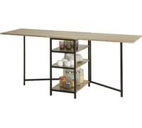 SoBuy, mesa plegable con 2 tapas abatibles y 3 estantes, mesa plegable para la cocina, mesa plegable para comer, diseño que ahorra espacio, 180 x 60 x 77 cm