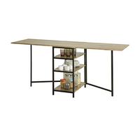 SoBuy FWT62-N Mesa de comedor plegable con 3 estantes, mesa plegable, mesa de cocina, mesa de madera, diseño industrial Caqui oscuro