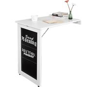 SoBuy: Mesa plegable de pared, color blanco, con pizarra. Mesa plegable para pared, mesa de comedor, mesa de cocina, panel de notas