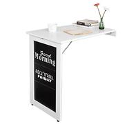 SoBuy Mesa Plegable de Pared con Pizarra Memo, plegada 8 cm, 50×75×76cm | Mesa de Comedor, carga 30 kg, para comer & trabajar, fácil limpieza, MDF, para cocina & oficina & espacios pequeños, FWT20-W
