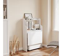SoBuy: Mesa plegable de pared, mueble de almacenamiento con estantes, color blanco, diseño moderno, modelo FWT105-II-W
