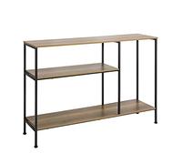 SoBuy FSB35-PF mesa consola vintage con 3 estantes mesa de pasillo de metal decoración aparador mesa auxiliar naturaleza/negro marrón