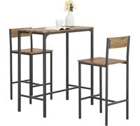 SoBuy: Mesa tipo bistró | Muebles para bistró | Jardín | Mesa alta | 2 taburetes | Juego de 3 piezas | Mesa: 89 cm de ancho x 45 cm de profundidad x 100 cm de alto