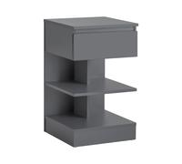 SoBuy Mesita de Noche con 1 Cajón y 2 Estantes Mesa Auxiliar para Salón Comedor Gris 39 x 39 x 65 cm FBT49-HG ES