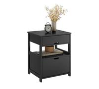 SoBuy Mesita de Noche con 2 cajones y Estante, Mesa Auxiliar, Moderno Mesa de Noche Dormitorio, 45 x 38 x 55 cm, Negro, FRG258-SCH