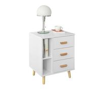 Sobuy mesita de noche con 3 cajones y 3 estantes mesa auxiliar mesita para salón comedor fbt95-w 48 cm