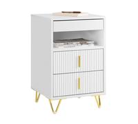 Sobuy mesita de noche con 3 cajones y estante, mesa auxiliar moderna, blanco, 40 x 40 x 63 cm, fbt168-w 40 cm