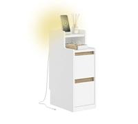 SoBuy mesita de Noche Estrecha con Carga y lámpara LED táctil, 22x34x60.5cm