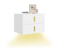 SoBuy mesita de Noche Flotante con luz LED con Sensor y 2 cajones, 40x30x30