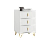Sobuy mesita de noche mesa auxiliar con 3 cajones, fbt115-l-w 63 cm