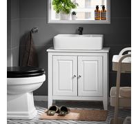 SoBuy: Mueble bajo lavabo, armario de baño con 2 puertas, gran capacidad de almacenamiento, abertura para sifón. Mueble para lavabo, ideal para WC, baño y muebles de baño. Modelo FRG202-W
