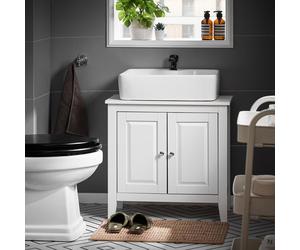 SoBuy: Mueble bajo lavabo, armario de baño con 2 puertas, gran capacidad de almacenamiento, abertura para sifón. Mueble para lavabo, ideal para WC, baño y muebles de baño. Modelo FRG202-W