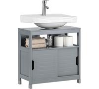 SoBuy: Mueble bajo lavabo, armario de baño, mueble de baño con estante para zapatos, color gris oscuro