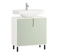 SoBuy Mueble bajo Lavabo con Corte para Sifón 60x30x60 cm Verde | Mueble Baño 60 cm con Estante Ajustable, Muebles de Baño para Lavabos Pequeños o WC BZR139-GR