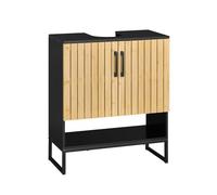SoBuy Mueble bajo Lavabo con Corte para Sifón 60x70x30 cm, Negro, para Baño