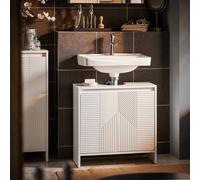 SoBuy, mueble bajo lavabo de 60 cm, armario de baño, muebles de baño con estantes ajustables, resistente a la humedad, ideal para lavabos en baños pequeños. Modelo: BZR157-W