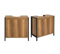 SoBuy Mueble Bajo Lavabo - Muebles de Baño Armario de Baño Estrecho con 2 Puertas y Estante, Mueble para Lavabo con Pie para Baños Pequeños y Aseos 60x60x30 cm BZR63-PF