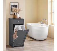 SoBuy: Mueble bajo para baño con cesto para ropa, color gris, estilo escandinavo, modelo BZR21-II-DG