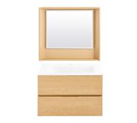 SoBuy Mueble Baño 2 Piezas con Lavabo y Espejo - Armario Colgante Madera MDF Wood