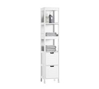 SoBuy Mueble Baño Alto Armario Baño Estrecho 30x30x144 cm Blanco